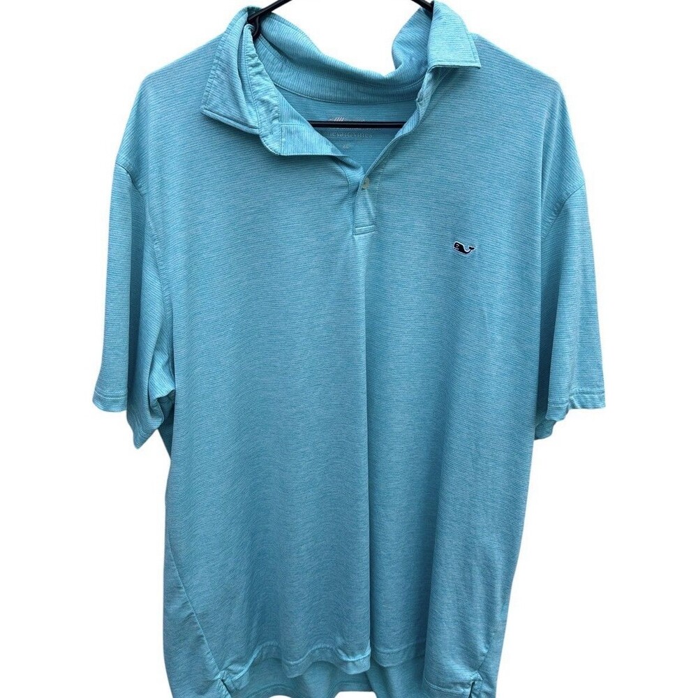 Vineyard Vines On-The-Go Sankaty Stretch Whale Logo Polo Shirt XL Blue